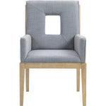 Gwendolyn Linen Textured Fabric Upholstered Dining Arm Chair in Light Blue