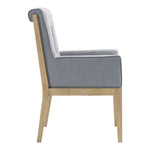 Gwendolyn Linen Textured Fabric Upholstered Dining Arm Chair in Light Blue