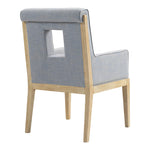 Gwendolyn Linen Textured Fabric Upholstered Dining Arm Chair in Light Blue