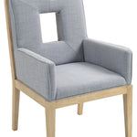 Gwendolyn Linen Textured Fabric Upholstered Dining Arm Chair in Light Blue