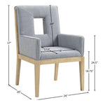 Gwendolyn Linen Textured Fabric Upholstered Dining Arm Chair in Light Blue