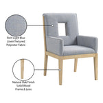 Gwendolyn Linen Textured Fabric Upholstered Dining Arm Chair in Light Blue