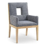 Gwendolyn Linen Textured Fabric Upholstered Dining Arm Chair in Navy