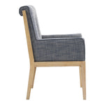 Gwendolyn Linen Textured Fabric Upholstered Dining Arm Chair in Navy