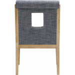 Gwendolyn Linen Textured Fabric Upholstered Dining Arm Chair in Navy