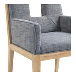 Gwendolyn Linen Textured Fabric Upholstered Dining Arm Chair in Navy