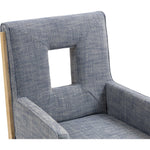 Gwendolyn Linen Textured Fabric Upholstered Dining Arm Chair in Navy