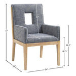 Gwendolyn Linen Textured Fabric Upholstered Dining Arm Chair in Navy