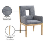 Gwendolyn Linen Textured Fabric Upholstered Dining Arm Chair in Navy