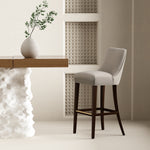 Beever Chenille Wood Upholstered Barstool in Taupe