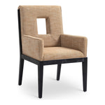 Gwendolyn Linen Textured Fabric Upholstered Dining Arm Chair in Cognac