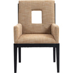 Gwendolyn Linen Textured Fabric Upholstered Dining Arm Chair in Cognac