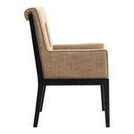 Gwendolyn Linen Textured Fabric Upholstered Dining Arm Chair in Cognac