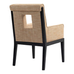 Gwendolyn Linen Textured Fabric Upholstered Dining Arm Chair in Cognac