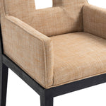 Gwendolyn Linen Textured Fabric Upholstered Dining Arm Chair in Cognac