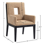 Gwendolyn Linen Textured Fabric Upholstered Dining Arm Chair in Cognac