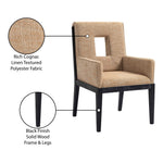 Gwendolyn Linen Textured Fabric Upholstered Dining Arm Chair in Cognac