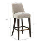 Beever Chenille Wood Upholstered Barstool in Taupe
