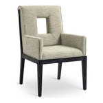 Gwendolyn Linen Textured Fabric Upholstered Dining Arm Chair in Green