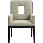 Gwendolyn Linen Textured Fabric Upholstered Dining Arm Chair in Green