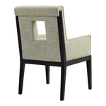Gwendolyn Linen Textured Fabric Upholstered Dining Arm Chair in Green