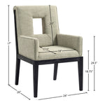 Gwendolyn Linen Textured Fabric Upholstered Dining Arm Chair in Green