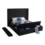 Kiki Velvet Upholstered King Bed (3 Boxes) in Black