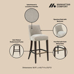 Beever Chenille Wood Upholstered Barstool in Taupe