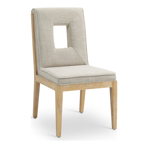 Gwendolyn Linen Textured Fabric Upholstered Dining Side Chair in Cream