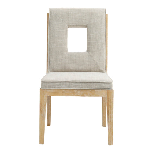 Gwendolyn Linen Textured Fabric Upholstered Dining Side Chair in Cream
