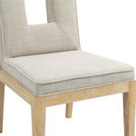 Gwendolyn Linen Textured Fabric Upholstered Dining Side Chair in Cream