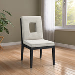 Gwendolyn Linen Textured Fabric Upholstered Dining Side Chair in Cream