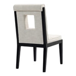 Gwendolyn Linen Textured Fabric Upholstered Dining Side Chair in Cream