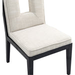 Gwendolyn Linen Textured Fabric Upholstered Dining Side Chair in Cream