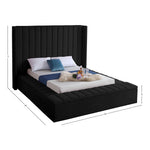 Kiki Velvet Upholstered King Bed (3 Boxes) in Black