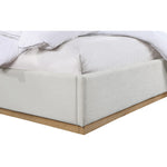 Alfie Linen Textured Fabric Upholstered King Bed in Cream