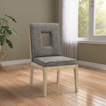 Gwendolyn Linen Textured Fabric Upholstered Dining Side Chair in Grey
