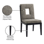 Gwendolyn Linen Textured Fabric Upholstered Dining Side Chair in Grey