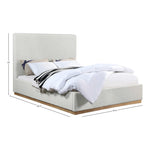 Alfie Linen Textured Fabric Upholstered King Bed in Cream