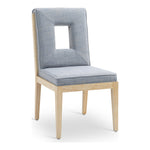 Gwendolyn Linen Textured Fabric Upholstered Dining Side Chair in Light Blue