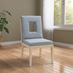Gwendolyn Linen Textured Fabric Upholstered Dining Side Chair in Light Blue