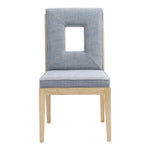 Gwendolyn Linen Textured Fabric Upholstered Dining Side Chair in Light Blue