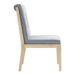 Gwendolyn Linen Textured Fabric Upholstered Dining Side Chair in Light Blue