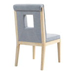 Gwendolyn Linen Textured Fabric Upholstered Dining Side Chair in Light Blue