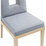 Gwendolyn Linen Textured Fabric Upholstered Dining Side Chair in Light Blue