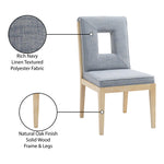 Gwendolyn Linen Textured Fabric Upholstered Dining Side Chair in Light Blue