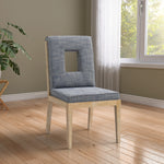 Gwendolyn Linen Textured Fabric Upholstered Dining Side Chair in Navy