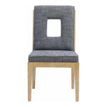 Gwendolyn Linen Textured Fabric Upholstered Dining Side Chair in Navy
