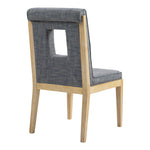 Gwendolyn Linen Textured Fabric Upholstered Dining Side Chair in Navy