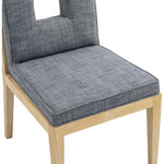 Gwendolyn Linen Textured Fabric Upholstered Dining Side Chair in Navy